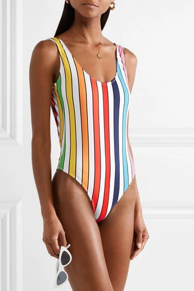 Shop Caroline Constas Aristi Striped Swimsuit In White