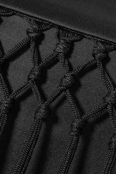 Shop Cami Nyc The Blain Macramé-trimmed Silk-charmeuse Camisole In Black