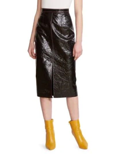 Shop Roland Mouret Birch Mixed Media Leather Pencil Skirt In Black