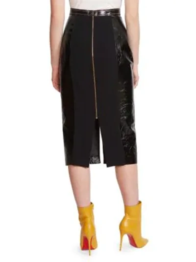 Shop Roland Mouret Birch Mixed Media Leather Pencil Skirt In Black