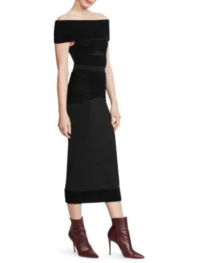 Shop Roland Mouret Hanbury Off-the-shoulder Midi Dress In Black