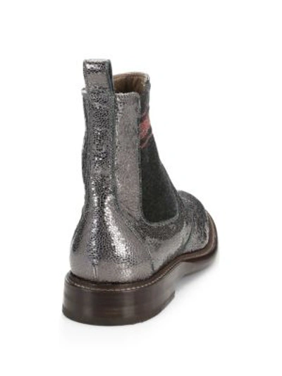 Shop Brunello Cucinelli Broken Glass Leather Chelsea Boots In Graphite