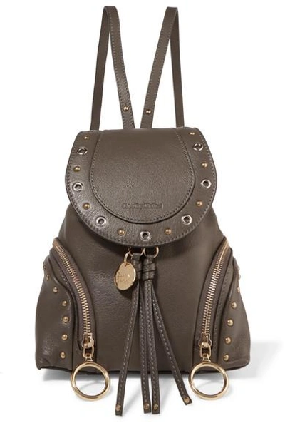 Shop See By Chloé Olga Small Textured-leather Backpack In Charcoal