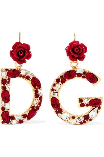 Shop Dolce & Gabbana Gold-plated, Enamel And Crystal Earrings