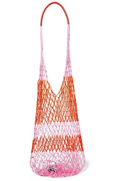 Shop Sophie Anderson Striped Macramé Shoulder Bag In Pink