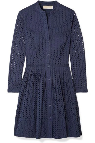 Shop Michael Michael Kors Broderie Anglaise Cotton Dress In Navy