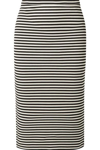 Shop Max Mara Striped Stretch-knit Pencil Skirt In Black