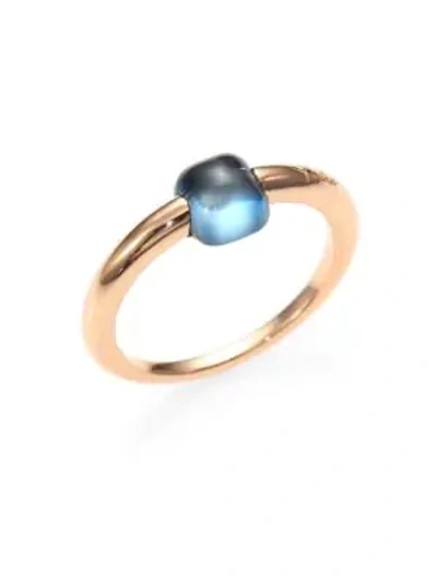 Shop Pomellato Women's M'ama Non M'ama Blue Topaz & 18k Rose Gold Square Cabochon Ring