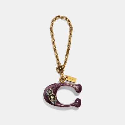 Shop Coach Western Bubble Signature Bag Charm In Oxblood/gold