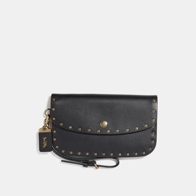 Shop Coach Clutch With Rivets In Black/brass