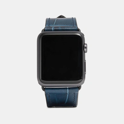 Shop Coach Apple Watch Strap In Denim