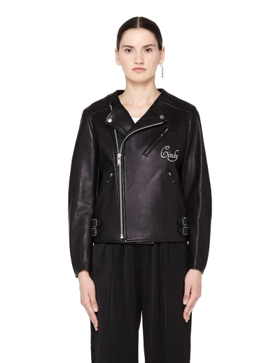 Shop Undercover Cindy Sherman Printed Leather Biker Jacket In Black