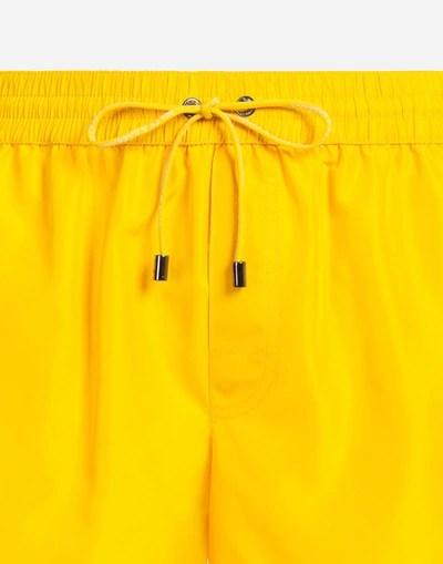 Shop Dolce & Gabbana Short Swimming Trunks With Pouch Bag In Yellow