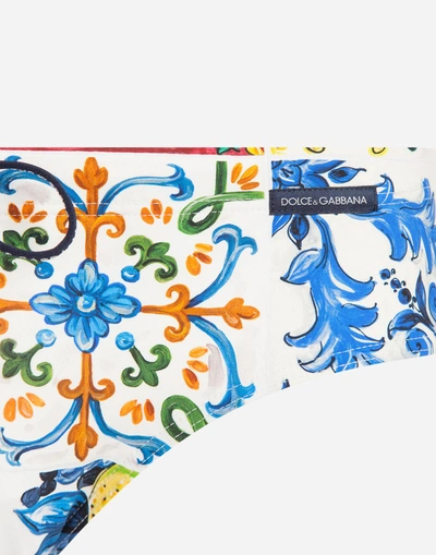 Shop Dolce & Gabbana Printed Swim Briefs In Majolica Print