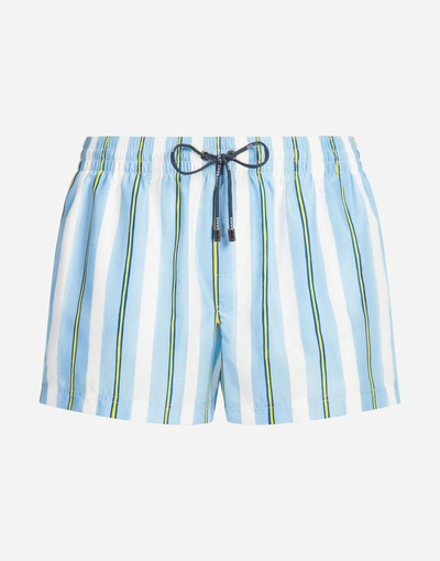 Shop Dolce & Gabbana Short Printed Swimming Trunks In Multicolor