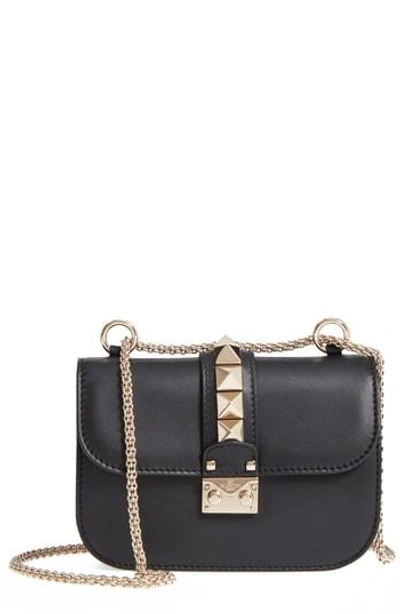 Shop Valentino Small Lock Leather Crossbody Bag - Beige In Poudre