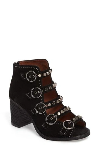Shop Jeffrey Campbell Bess-stud Buckle Strap Bootie In Black/ Pewter Suede