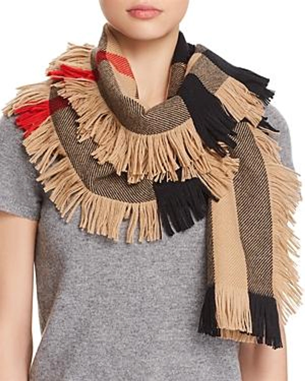 Half mega fashion wool fringe scarf best sale