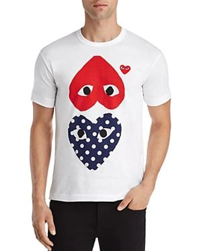 Shop Comme Des Garçons Play Polka-dot And Red Heart-to-heart Graphic Tee In White