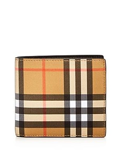 Shop Burberry Vintage Check Leather Bi-fold Wallet In Black