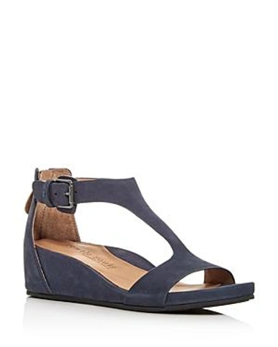 Shop Gentle Souls Women's Gisele Nubuck Leather Platform Wedge Sandals In Navy