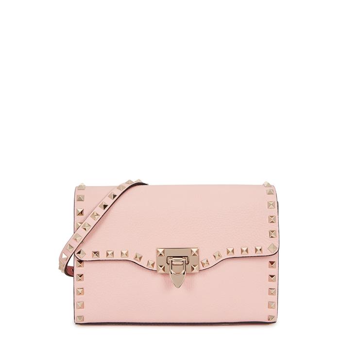 Valentino Garavani Rockstud Small Rose Leather Shoulder Bag In Pink ...