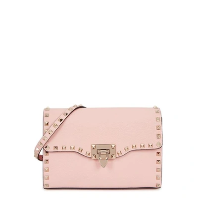 Shop Valentino Rockstud Small Leather Shoulder Bag In Rose