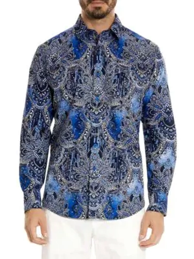 Shop Robert Graham Rivero Cotton Button-down Shirt In Blue