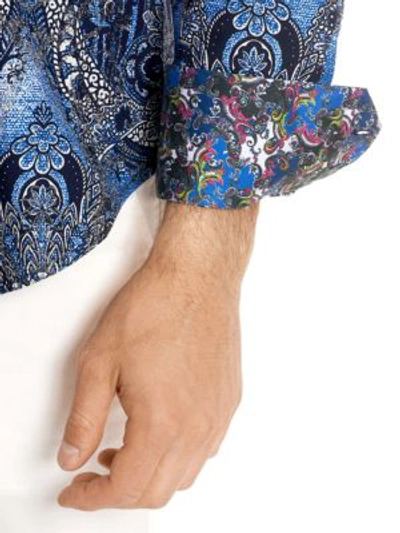 Shop Robert Graham Rivero Cotton Button-down Shirt In Blue