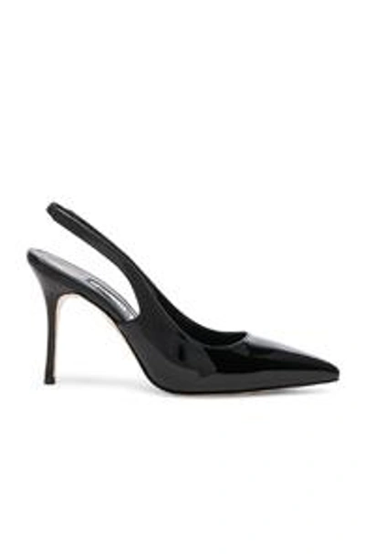 Shop Manolo Blahnik Patent Leather Allura 90 Sandals In Black Patent