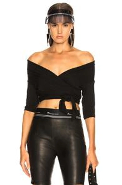 Shop Alexander Wang T T By Alexander Wang Double Layer Wrap Top In Black