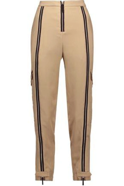 Shop Belstaff Woodacomb Zip-embellished Crepe Tapered Pants In Beige