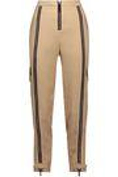 Shop Belstaff Woodacomb Zip-embellished Crepe Tapered Pants In Beige