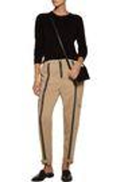 Shop Belstaff Woodacomb Zip-embellished Crepe Tapered Pants In Beige