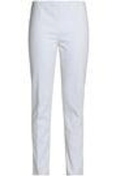 Shop Michael Kors Woman Stretch-cotton Slim-leg Pants White