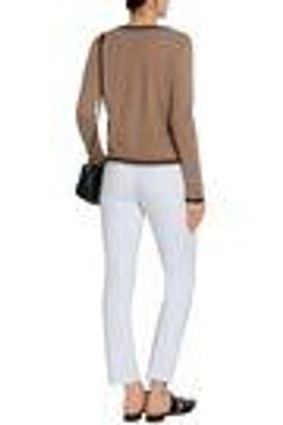 Shop Michael Kors Woman Stretch-cotton Slim-leg Pants White