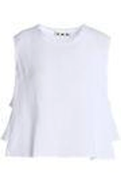 Shop Amo Woman Ruffled Crinkled-cotton Top White