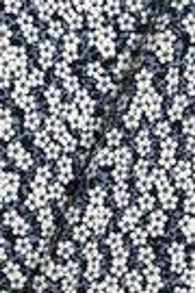 Shop Michael Kors Collection Woman Floral-appliquéd Jacquard-knit Pencil Skirt Navy