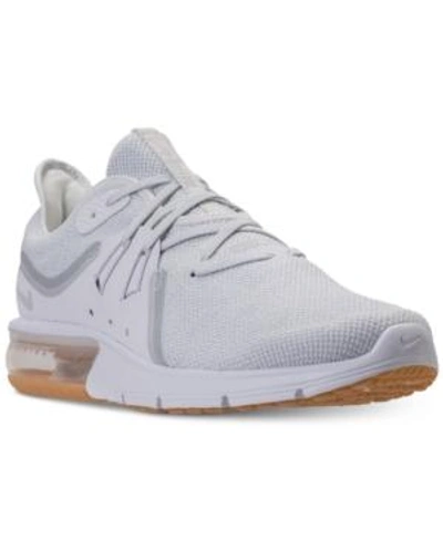 Shop Nike Men's Air Max Sequent 3 Running Sneakers From Finish Line In White/pure Platinum
