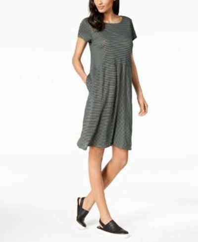 Shop Eileen Fisher Organic Linen A-line Dress, Regular & Petite In Nori