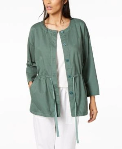 Shop Eileen Fisher Organic Cotton Drawstring-waist Jacket, Regular & Petite In Nori