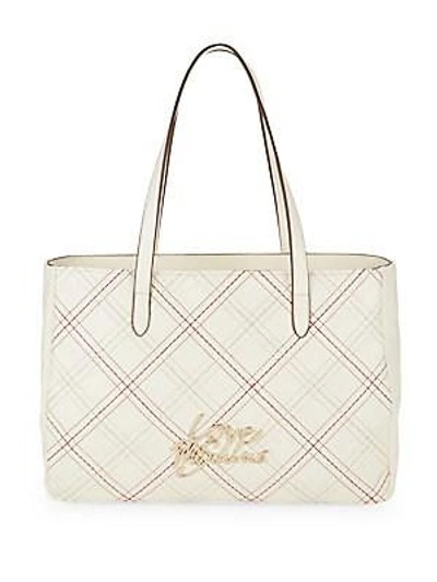 Shop Love Moschino Check Tote In Ivory