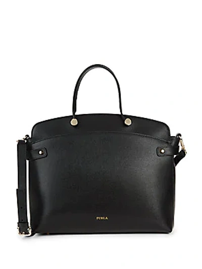 Shop Furla Agata Leather Tote Bag In Onyx
