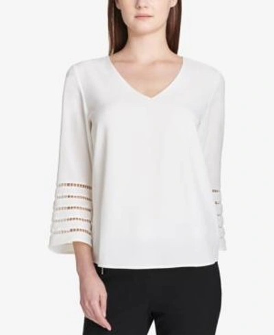 Shop Calvin Klein 3/4-sleeve Top In Soft White
