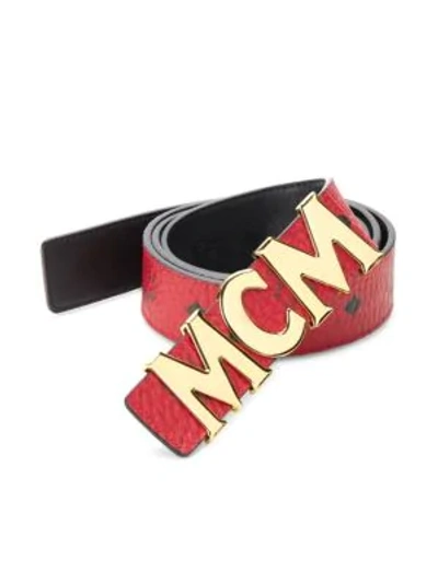 Mcm Letter Coated Canvas Belt