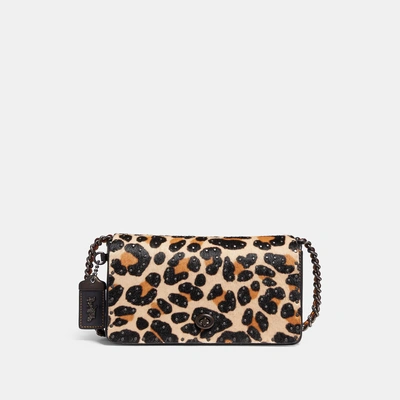 Shop Coach Dinky With Embellished Leopard Print - Women's In Leopard/black Copper