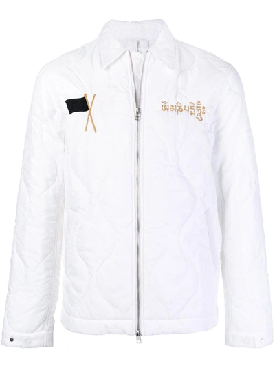 Shop Maharishi Embroidered Padded Jacket  In White