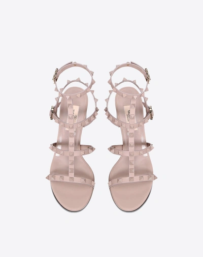 Shop Valentino Garavani Rockstud Ankle Strap Calfskin Leather Sandal With Tonal Studs 60 Mm In Poudre