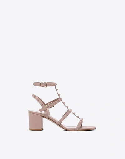 Shop Valentino Garavani Rockstud Ankle Strap Calfskin Leather Sandal With Tonal Studs 60 Mm In Poudre