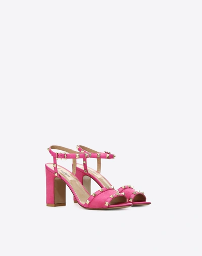 Shop Valentino Suede Rockstud Sandal 90mm In Dark Blue